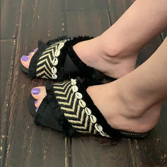 Zara sandal flats tribal black - Picture 1 of 4